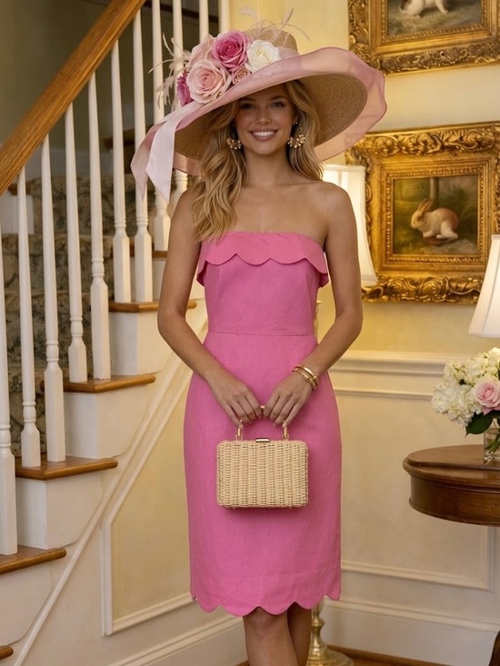 Vineyard Vines Dresses & Skirts - Vineyard Vines Pink Strapless Scallop Sheath Dress